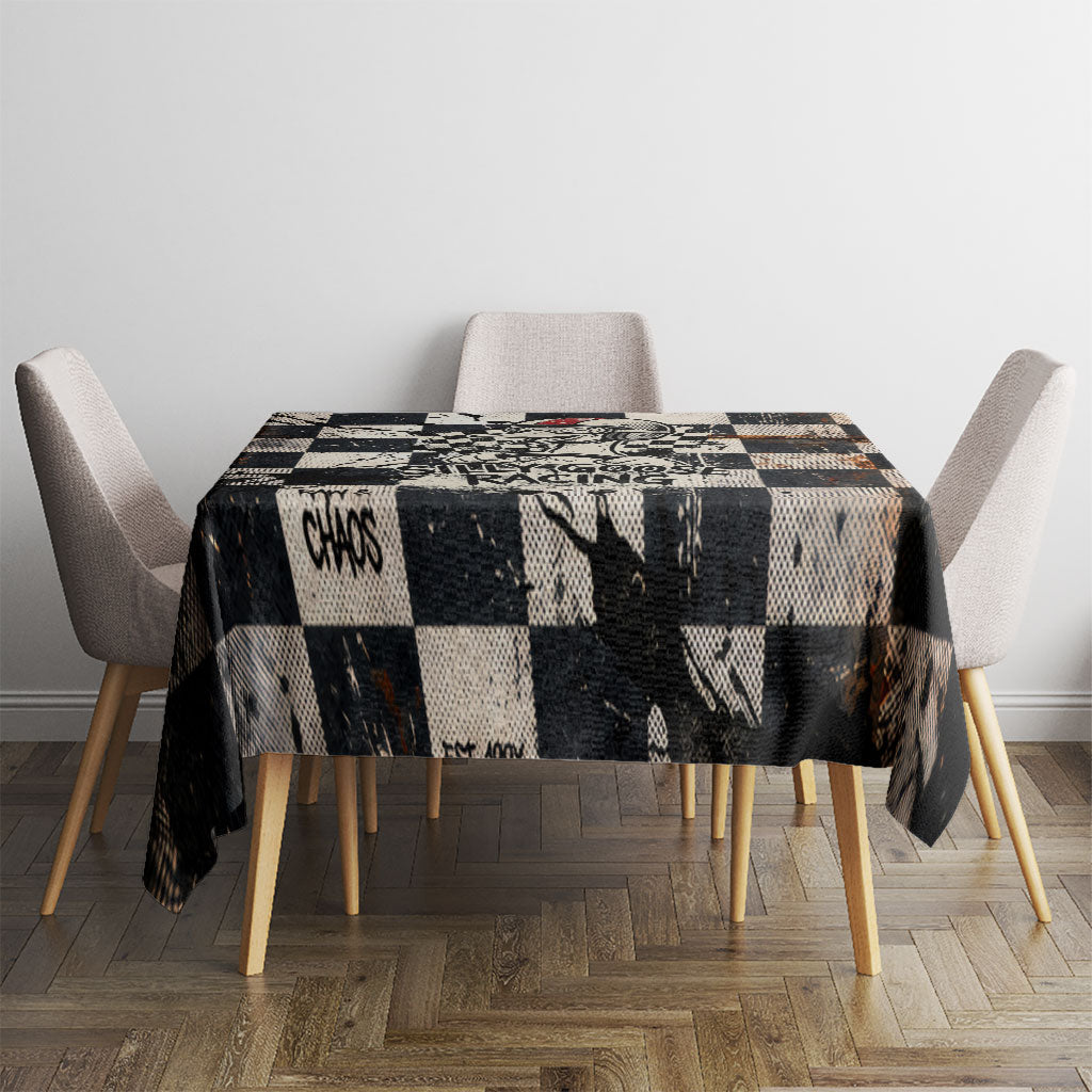 Silly Goose Racing Motorsport Tablecloth Vintage Distressed Checkered Flag - Cartoon Race Car