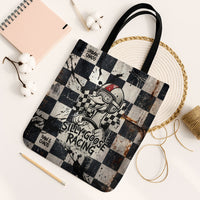 Silly Goose Racing Motorsport Tote Bag Vintage Distressed Checkered Flag - Cartoon Race Car
