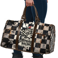 Silly Goose Racing Motorsport Travel Bag Vintage Distressed Checkered Flag - Cartoon Race Car