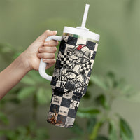 Silly Goose Racing Motorsport Tumbler With Handle Vintage Distressed Checkered Flag - Cartoon Race Car