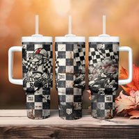 Silly Goose Racing Motorsport Tumbler With Handle Vintage Distressed Checkered Flag - Cartoon Race Car