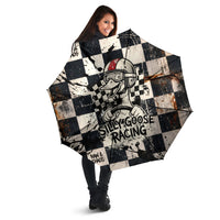 Silly Goose Racing Motorsport Umbrella Vintage Distressed Checkered Flag - Cartoon Race Car