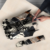 Silly Goose Racing Motorsport Umbrella Vintage Distressed Checkered Flag - Cartoon Race Car