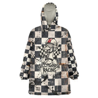 Silly Goose Racing Motorsport Wearable Blanket Hoodie Vintage Distressed Checkered Flag - Cartoon Race Car