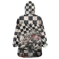 Silly Goose Racing Motorsport Wearable Blanket Hoodie Vintage Distressed Checkered Flag - Cartoon Race Car