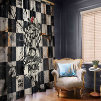 Silly Goose Racing Motorsport Window Curtain Vintage Distressed Checkered Flag - Cartoon Race Car