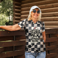 Silly Goose Racing Motorsport Women Polo Shirt Vintage Distressed Checkered Flag - Cartoon Race Car