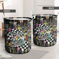 Silly Goose Team Racing Laundry Basket Colorful Street Graffiti Checkered Flag