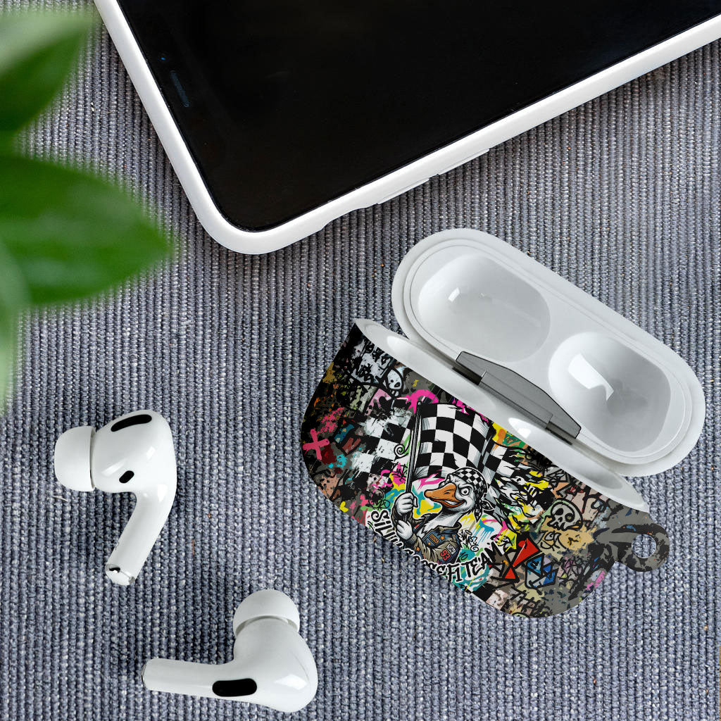 Silly Goose Team Racing AirPods Case Colorful Street Graffiti Checkered Flag