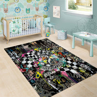 Silly Goose Team Racing Area Rug Colorful Street Graffiti Checkered Flag