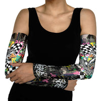 Silly Goose Team Racing Arm Sleeves Colorful Street Graffiti Checkered Flag
