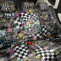 Silly Goose Team Racing Back Car Seat Cover Colorful Street Graffiti Checkered Flag
