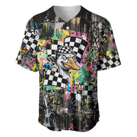 Silly Goose Team Racing Baseball Jersey Colorful Street Graffiti Checkered Flag