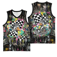 Silly Goose Team Racing Basketball Jersey Colorful Street Graffiti Checkered Flag