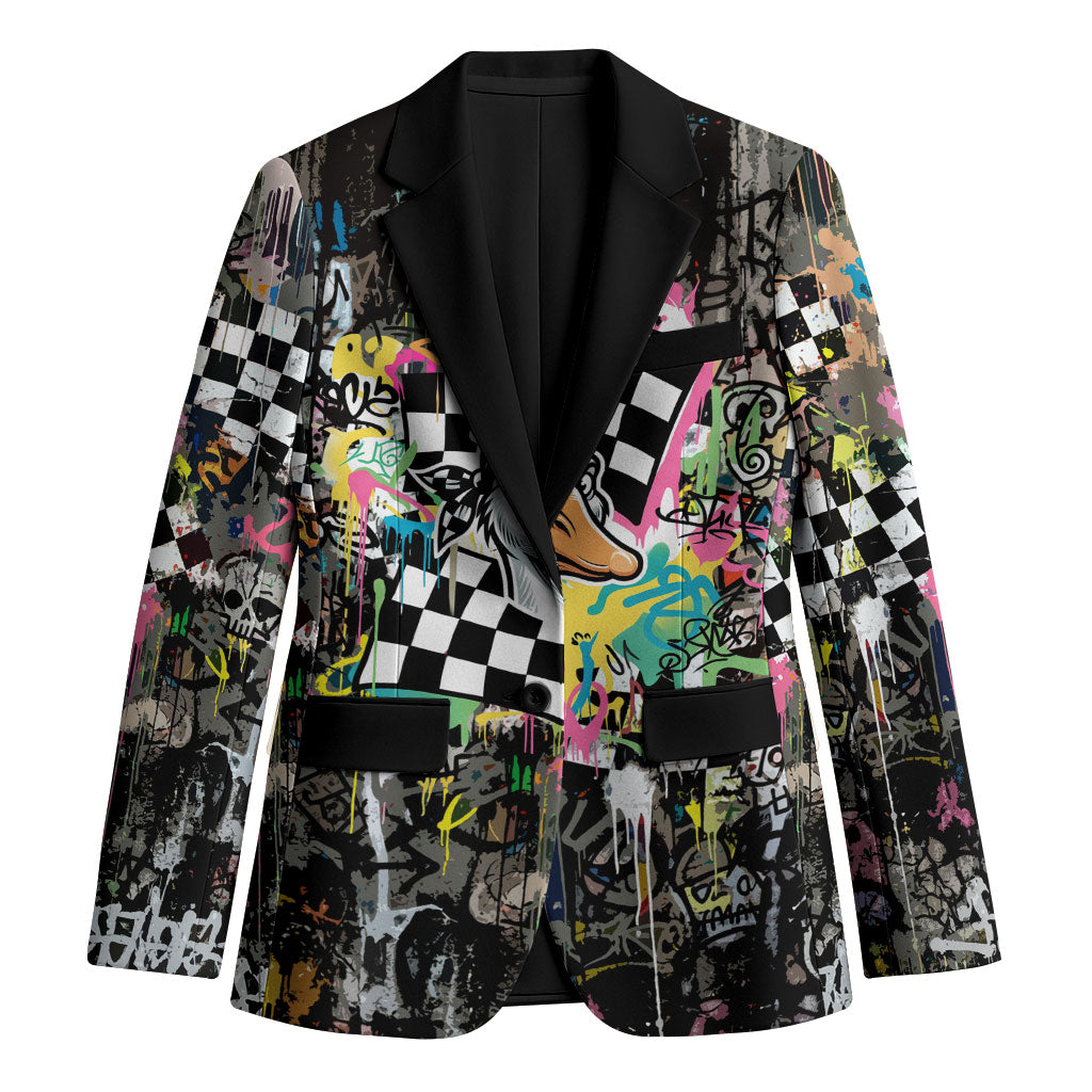 Silly Goose Team Racing Blazer Colorful Street Graffiti Checkered Flag