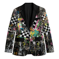 Silly Goose Team Racing Blazer Colorful Street Graffiti Checkered Flag