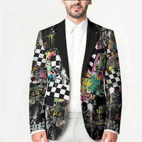 Silly Goose Team Racing Blazer Colorful Street Graffiti Checkered Flag