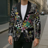 Silly Goose Team Racing Blazer Colorful Street Graffiti Checkered Flag
