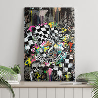 Silly Goose Team Racing Canvas Wall Art Colorful Street Graffiti Checkered Flag