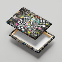 Silly Goose Team Racing Canvas Wall Art Colorful Street Graffiti Checkered Flag