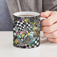 Silly Goose Team Racing Ceramic Mug Colorful Street Graffiti Checkered Flag