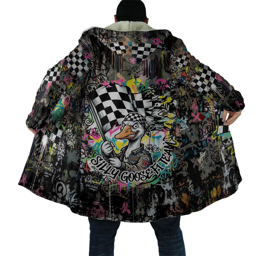Silly Goose Team Racing Cloak Colorful Street Graffiti Checkered Flag