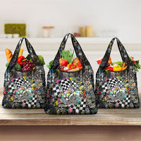 Silly Goose Team Racing Grocery Bag Colorful Street Graffiti Checkered Flag