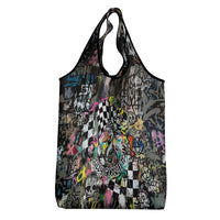 Silly Goose Team Racing Grocery Bag Colorful Street Graffiti Checkered Flag