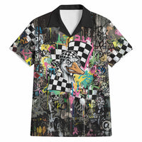 Silly Goose Team Racing Hawaiian Shirt Colorful Street Graffiti Checkered Flag