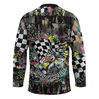 Silly Goose Team Racing Hockey Jersey Colorful Street Graffiti Checkered Flag