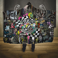 Silly Goose Team Racing Hooded Blanket Colorful Street Graffiti Checkered Flag