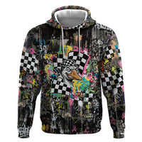 Silly Goose Team Racing Hoodie Colorful Street Graffiti Checkered Flag