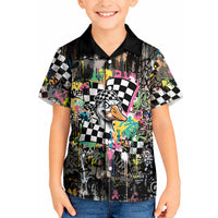 Silly Goose Team Racing Kid Hawaiian Shirt Colorful Street Graffiti Checkered Flag