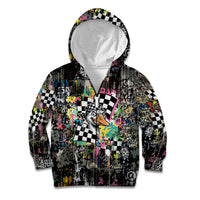 Silly Goose Team Racing Kid Hoodie Colorful Street Graffiti Checkered Flag