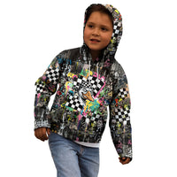 Silly Goose Team Racing Kid Hoodie Colorful Street Graffiti Checkered Flag