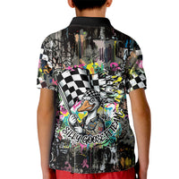 Silly Goose Team Racing Kid Polo Shirt Colorful Street Graffiti Checkered Flag
