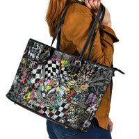 Silly Goose Team Racing Leather Tote Bag Colorful Street Graffiti Checkered Flag
