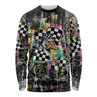 Silly Goose Team Racing Long Sleeve Shirt Colorful Street Graffiti Checkered Flag