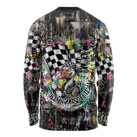 Silly Goose Team Racing Long Sleeve Shirt Colorful Street Graffiti Checkered Flag