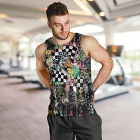 Silly Goose Team Racing Men Tank Top Colorful Street Graffiti Checkered Flag