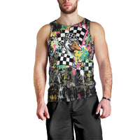 Silly Goose Team Racing Men Tank Top Colorful Street Graffiti Checkered Flag