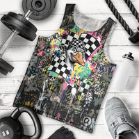Silly Goose Team Racing Men Tank Top Colorful Street Graffiti Checkered Flag