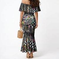 Silly Goose Team Racing Mermaid Dress Colorful Street Graffiti Checkered Flag