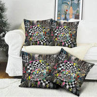 Silly Goose Team Racing Pillow Cover Colorful Street Graffiti Checkered Flag