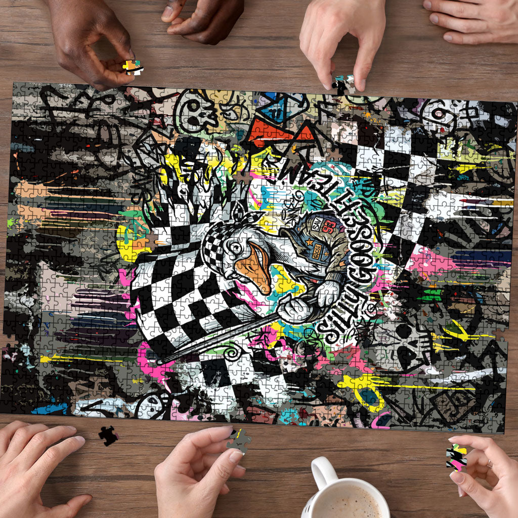 Silly Goose Team Racing Puzzle Colorful Street Graffiti Checkered Flag