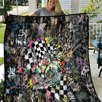 Silly Goose Team Racing Quilt Colorful Street Graffiti Checkered Flag
