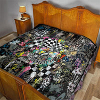 Silly Goose Team Racing Quilt Colorful Street Graffiti Checkered Flag