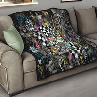 Silly Goose Team Racing Quilt Colorful Street Graffiti Checkered Flag
