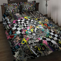Silly Goose Team Racing Quilt Bed Set Colorful Street Graffiti Checkered Flag