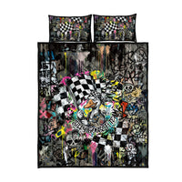 Silly Goose Team Racing Quilt Bed Set Colorful Street Graffiti Checkered Flag